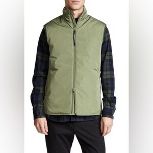 Stutterheim Zip-Front Vest Mens Stand Collar 2-Way Zip Pockets Sleeveless Green